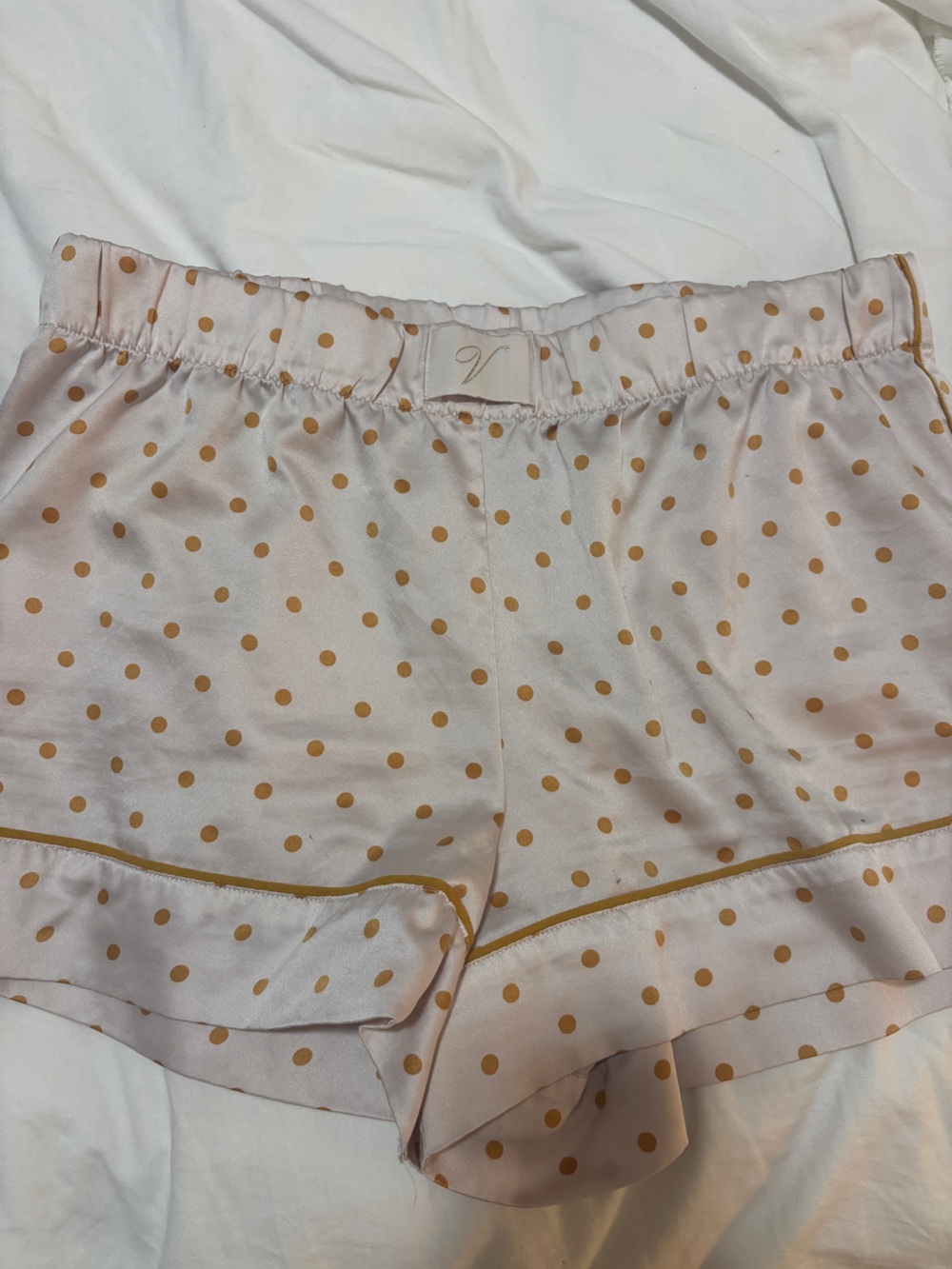 Victoria's Secret Cream Satin Sleep Shorts with Polka Dots